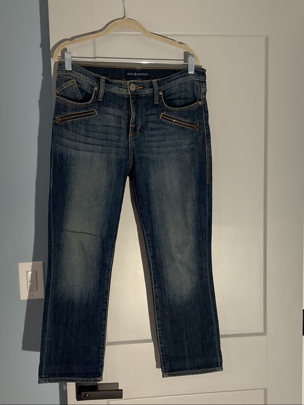 Rock & Republic Medium Wash Straight Leg Jeans - Blue